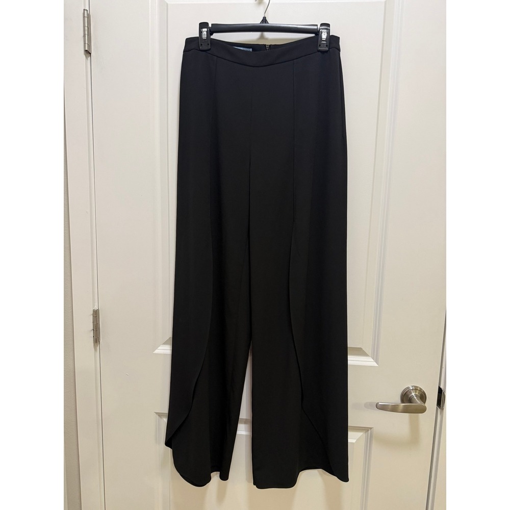 Antonio Melani Black Wide Leg Tulip Split Front Trousers Size 6 High Rise Pants